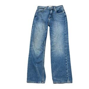 We The People Jeans Women 27W x 27L Blue Distress Stonewash Slim Mid Rise Cotton